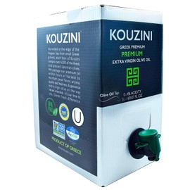 Kouzini Extra Virgin Olive Oil, 5 Liters Bag in Box Premium Greek Olive Oil in Convenient Pour Spout Bag, Ideal for Cooking, Salad Dressings, and Dipping, Cold Pressed from Lakonian Olives