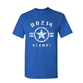DD214 Alumni T-Shirt Military Service Veteran American Patriot Mens Tee Shirt Royal Blue X-Large