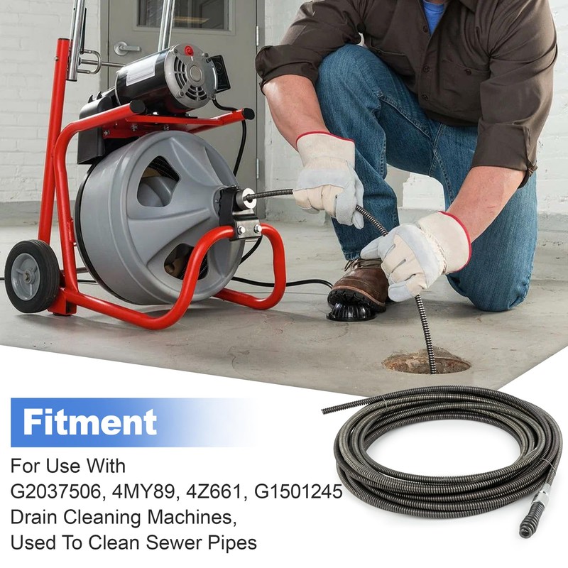 Drain Cleaning Cable, 5/16 In. x 25 ft.Replace 62235,Compatible with
