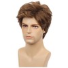 Salaibs Brown Short Wigs for Men Side Part Natural Synthetic