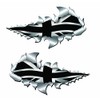 metal rip open,British Black union jack flag sticker.150mm