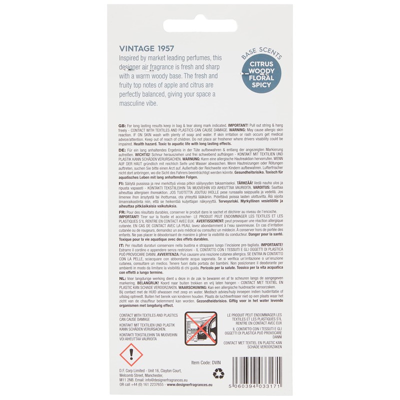 Designer Fragrances Vintage 1957 Air Fresheners 2D Cards