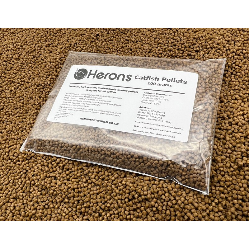 HERONS - Catfish Pellets, 2mm Premium Quality Fish Food, For