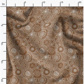 Soimoi Brown Heavy Canvas Fabric Artistic Flower Mandala Print Fabric BTY 58 Inch Wide