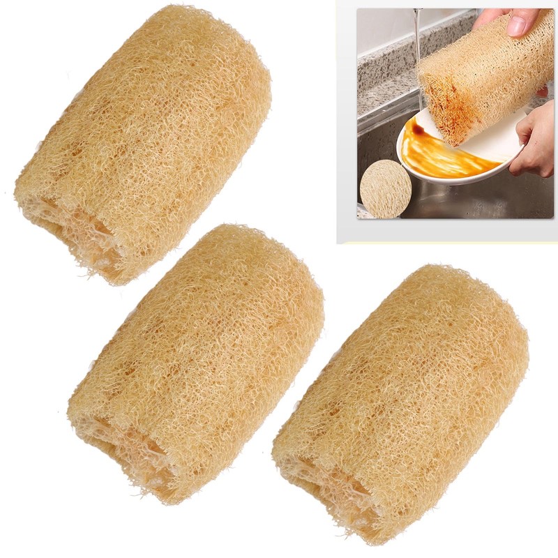 Loofah Dish Sponge, 5 Pack Natural Vegetable Scrubber for Kitchen,