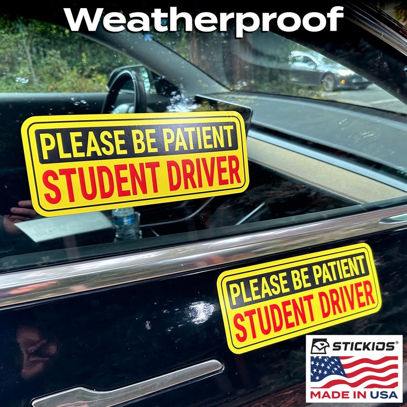 Stickios Student Driver Stickers - Removable Non-Magnetic Vinyl Decal Signs