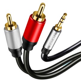 3.5mm to RCA Audio Cable, Aux Adapter HiFi Sound Headphone Jack Adapter Metal Shell Y Splitter Auxiliary Cord 1/8 Connector for Phone Speaker MP3 Tablet HDTV (1m)