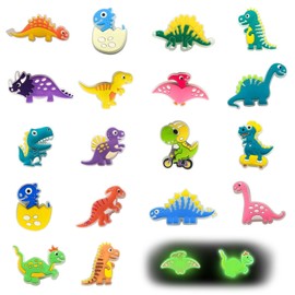 SLEEKEE Pack of 18 Luminous Dinosaur Shoe Decorations, Cartoon Animal Shoe Flowers, Cute Shoe Buckles, Creative Removable Shoe Decorations, DIY Shoe Accessories Decoration, multicoloured