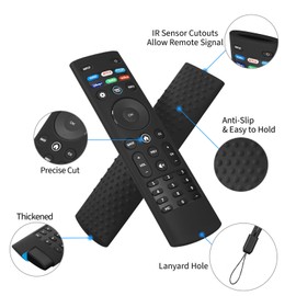 Silicone Case Cover for Vizio XRT140 Remote Silicone Remote Cover for XRT140 Vizio Smart TV Remote Control Shockproof Sleeve with Lanyard (Black)
