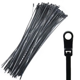 QYIMLI 200pcs Zip Tie with Screw Hole, 15.7 Automotive Wire Self Locking Black Zip Ties Screw Zip Tie Mount (15.7")