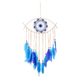 PATIKIL Evil Eye Dream Catchers, Evil Eye Macrame Wall Hanging for Home Decor Bedroom Accessories Cafes Wedding Decoration, Brown