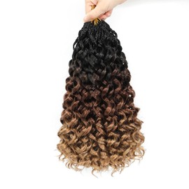 New Gogo Curl Crochet Hair Pre Looped 8 Packs Pre Twisted Curly Crochet Hair for Black Women Beach Curl Wave Crochet Synthetic Hair Extensions(8Inch 1B/30/27#)