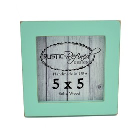 Rustic and Refined Design 5x5 Solid Wood Made in USA Picture Frame with 1 Inch Border (Gallery Collection) - Sea Foam