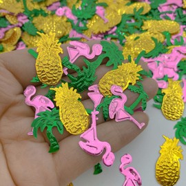 Summer Hawaiian Flamingo Party Confetti  Foil Metallic Sequins Table Confetti Tropical Jungle Safari 1st Birthday Baby Shower Wedding Party Sprinkles Confetti Decorations 45g