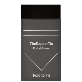 Black Solid Flat Pre Folded Pocket Square on Card For Men