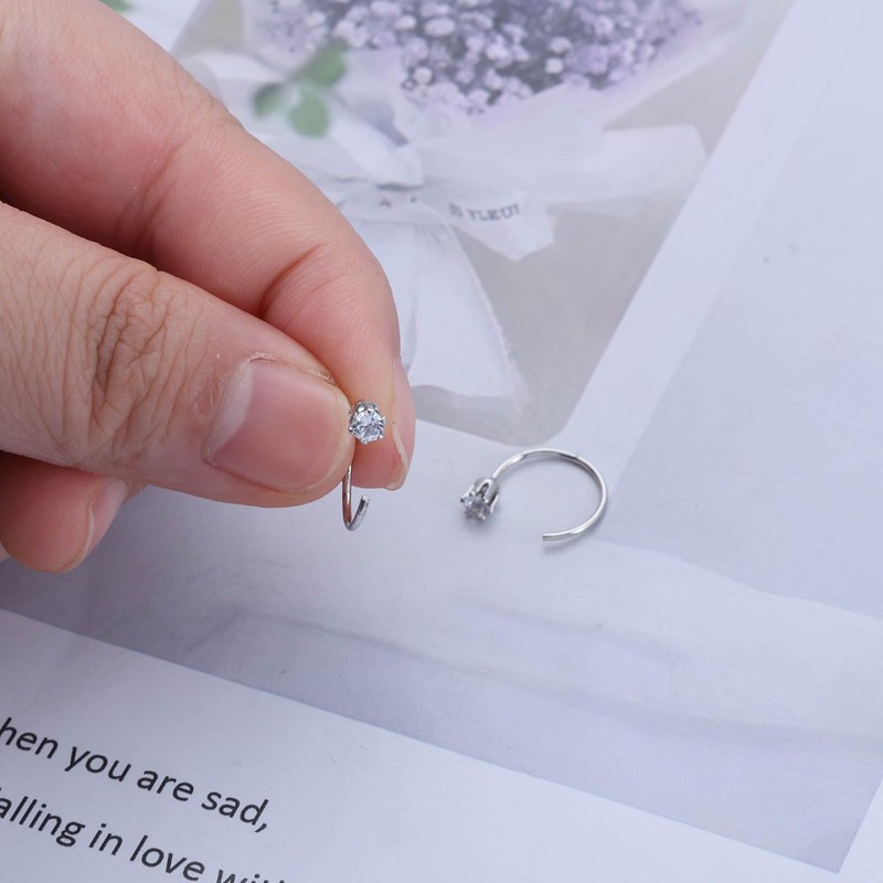 Boho Wedding Mini Cz Tiny Hoop Earrings Gold Silver Thread