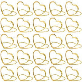 Bonsicoky 60 Pack Gold Place Card Holder - Heart Shape Table Place Cards Holder - Mini Table Card Photo Picture Holders for Wedding Party Birthday Office