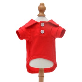 lovelonglong Basic Dog Polo Shirts Premium Cotton, Polo T-Shirts for Large Medium Small Dogs with a Two-Button Collar Blank Color Red S