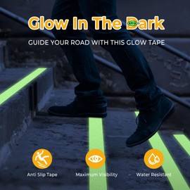 Meoarcx Anti Slip Tape Glow in The Dark Tape, Non Slip Grip Tape for Stairs, Outdoor Waterproof, High Friction, Stair Tread, Indoor Safety, Luminous Green, 2 Inch x 16 Feet