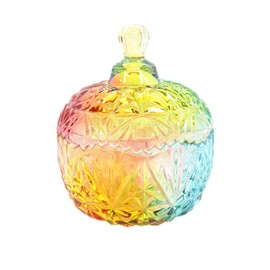 Sivilady Luxury Colorful Glass Candy Box with Lid Jewelry Boxes Trinket Candy Storage Jar Food Jar Container Wedding Kitchen Storage Jar