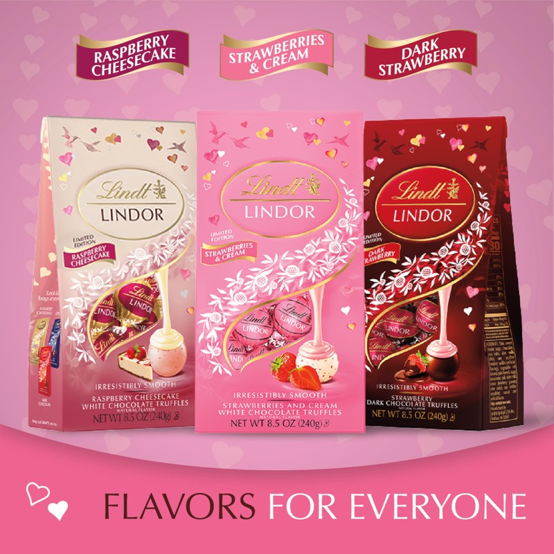 Lindt LINDOR Strawberries and Cream White Chocolate Candy Truffles, Valentine's
