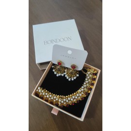 Chain-Earrings-Indian-Jewelry-Sets-for-Women-Jhumka-Choker-Kundan-Necklace Gold Rhinestones Chain Earrings Oxidized Indian Jewelry Set