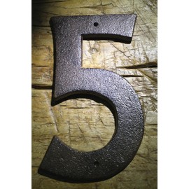 Rustic Brown Cast Iron Metal House Numbers Street Address 6 1/2 INCH Phone #'s 5 - Durable Decorative Vintage Decor