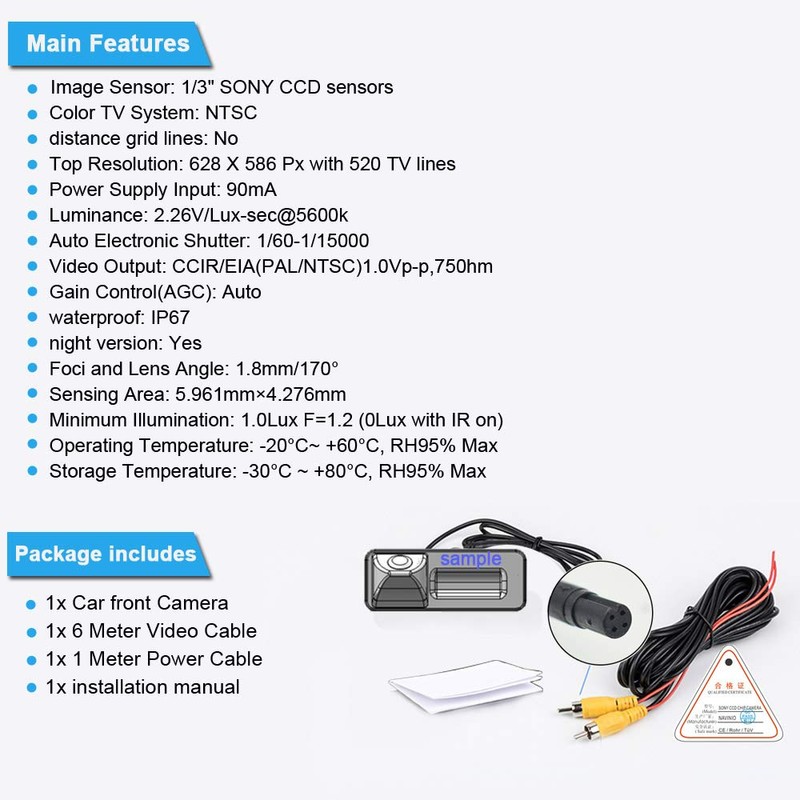 Dynavsal Vehicle-Specific Car Front View Logo Embedded Camera Front View