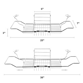 BDL Bathtub Caddy Tray Expandable Bath Tub Table with Wine Holder, Free Soap Dish and Laptop Reading Rack, Bathtub Tray for Home (Silver)