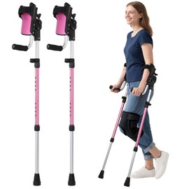 Dyna-Living Forearm Crutches for Adults - 3 Adjustable Angles Folding Forearm Crutches, Lightweight Aluminum Crutches with Adjustable Elbow Elastic Band, Perfect for Post-Surgery & Long Term Use