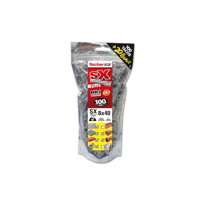 fischer 568726 Big Box SX Plus Wall Anchor, Grey, 8