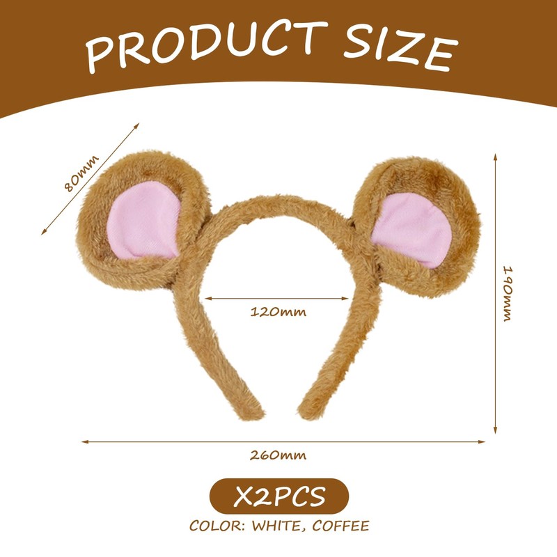 2 Mouse Headbands, Cute Plush Headbands, Cosplay Headwear, Creative Animal