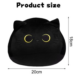 Zaloife Black Cat Cuddly Toy, Plush Toy Cat 18 cm, Cute Stuffed Toy for Cuddling and Playing, Plush Cushion Doll Gift for Fans Children Girls Boys