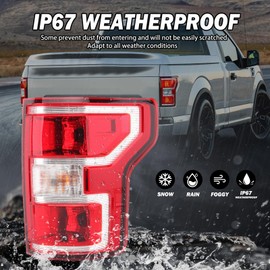 Passenger Side Tail Light Assembly Compatible with Ford F150 F-150 2018-2020 With Halogen Bulb and Harness Right Tail Lamp