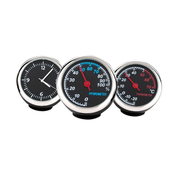Mobestech Mechanical Thermometer Car Dashboard Clock LED Backlight Durable Metal