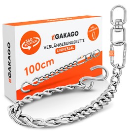 Gakago Extension Chain as Hanging Chair Chain, Swing Extension, Punch Bag Holder - Extra Strong Steel Chain with S-Hook, Swivel and Carabiner - Flexible Suspension Also for Outdoor Use