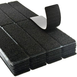 (1x4 Inch, 40 Sets) Strips with Adhesive for Fabric, Stick On for Fabric, No Sew Sticky Back for Clothes, Curtains - Heavy Duty Double Sided Hook and Loop Hem Tape Fasteners, No Sewing No Iron, Black