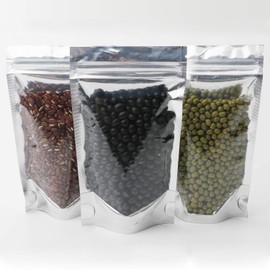 Ellbest 100Pcs Resealable Aluminum Mylar Foil Plastic Bags, Clear Silver Food Storage Bags, Airtight Zipper Lock Stand Up Pouch Bag for Beans Coffee Cookie 3.6x5.9inch