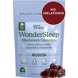 Plant People WonderSleep Mushroom Gummies Supplement Mini with Reishi Super Mushrooms, Saffron, Wild Elderberry Flavor No Sugar Vegan-Friendly & Gluten-Free Trial Size