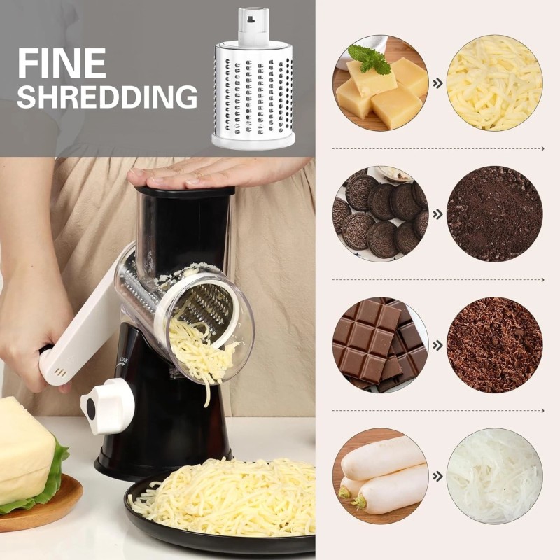 Cambom Rotary Cheese Grater Hand Crank Cheese Shredder for Fresh