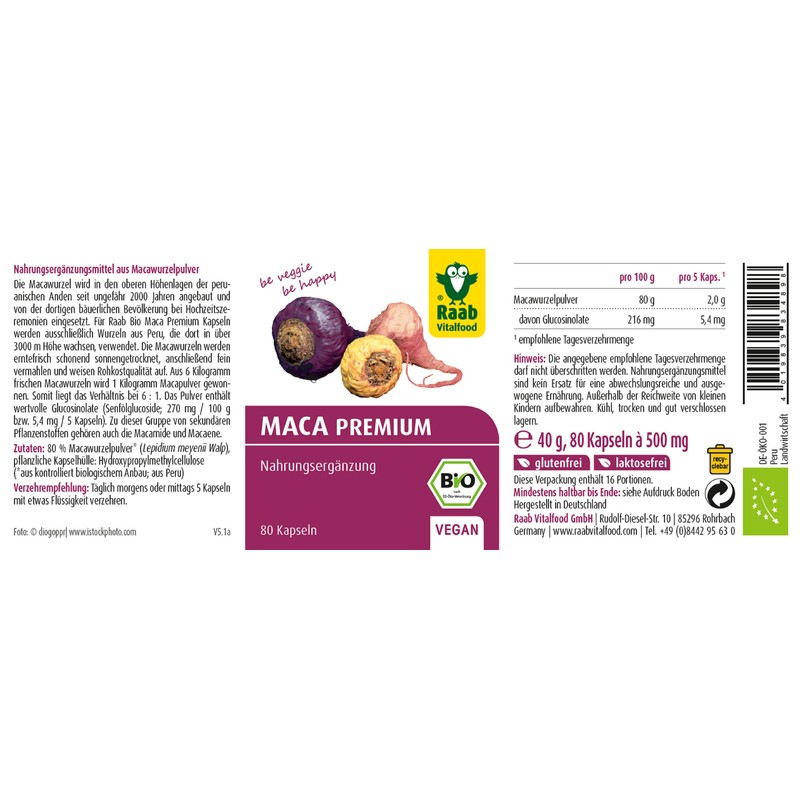 RAAB Vitalfood Organic Maca Capsules, 80 capsules – Pack of