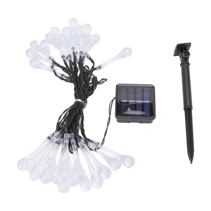 Solar Water Drop String Lights 21 Feet 30 LEDs Waterproof
