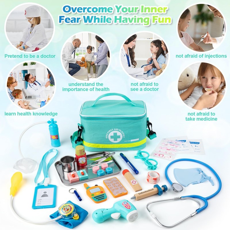 Sundaymot Doctor Kit for Kids 34 Pcs Pretend Playset for