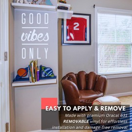 My Vinyl Story - Good Vibes Only - Positive Quote Wall Decal Decor, Inspirational Wall Art, Removable Vinyl, Motivational Wall Sticker, Home Office - Easy to Apply (White, 22x37 inches)