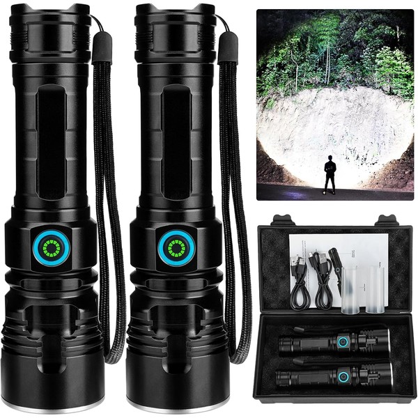 MILAOSHU Rechargeable Flashlights 990,000 High Lumens - 2 Pack, 12