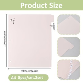 SUPERFINDINGS 16 Sheets Plastic Binder Dividers A4 Notebook Index Divider Sheets with 3 Holes Durable Index Tabs for School Office Home Business DIY Planner Organization,Pink