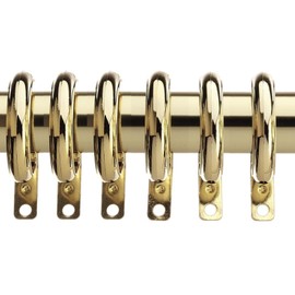 Harrison Drape Ring Sliders for 25mm Extendable Corded curtain poles, Pack of 6 (Brass Effect)