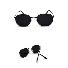 WDZAYXC Classic Polygonal Embossed Design Sunglasses with Metal Frame for Men and Women, UV Protection, black/black