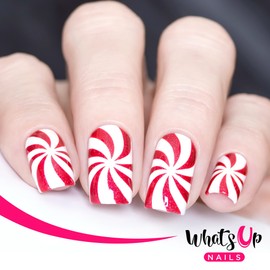 Whats Up Nails - Peppermint Candy Vinyl Stencils for Christmas Nail Art Design (1 Sheet, 12 Stencils)
