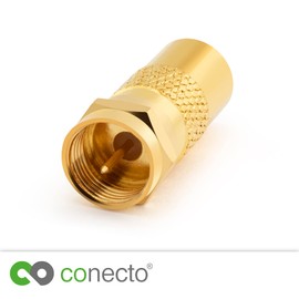 conecto 1 Set Gold Plated F Male to IEC Male Antenna Adapter for Connecting IEC Connectors to Satellite Connectors